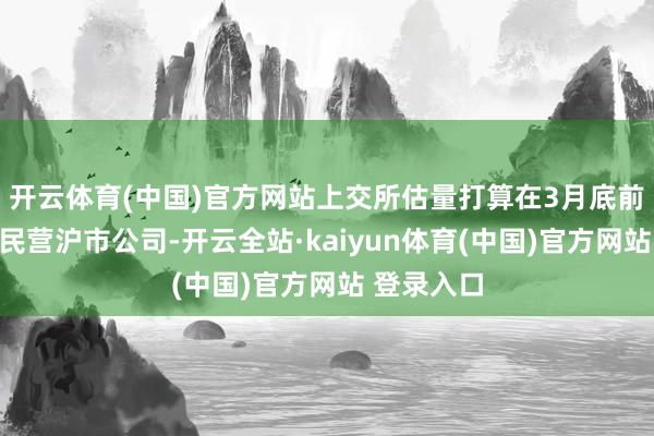 开云体育(中国)官方网站上交所估量打算在3月底前走进百家民营沪市公司-开云全站·kaiyun体育(中国)官方网站 登录入口